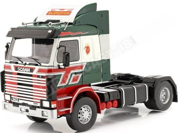 1987 Camión Scania 143 Topline Bilspedition Verde/Rojo 1:18 MC Grou...