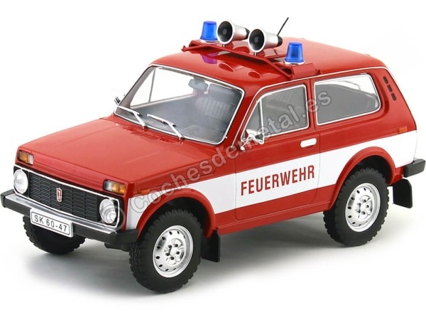 Cochesdemetal.es 1976 Lada Niva Feurewehr Bomberos Alemania Rojo-Blanco 1:18 MC Group 18006