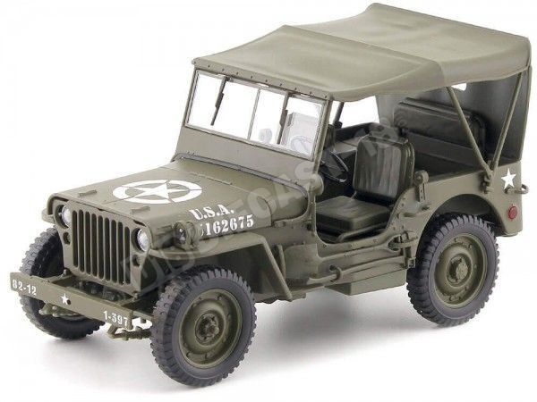 1941 Jeep Willys 1-4 Ton Army Truck Cerrado Verde Caqui 1:18 Welly ...