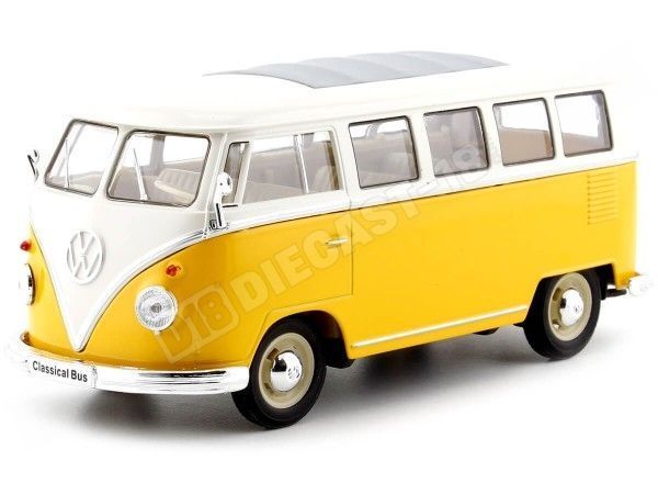 1963 Volkswagen VW T1 Bus Amarillo/Beige 1:24 Welly 22095