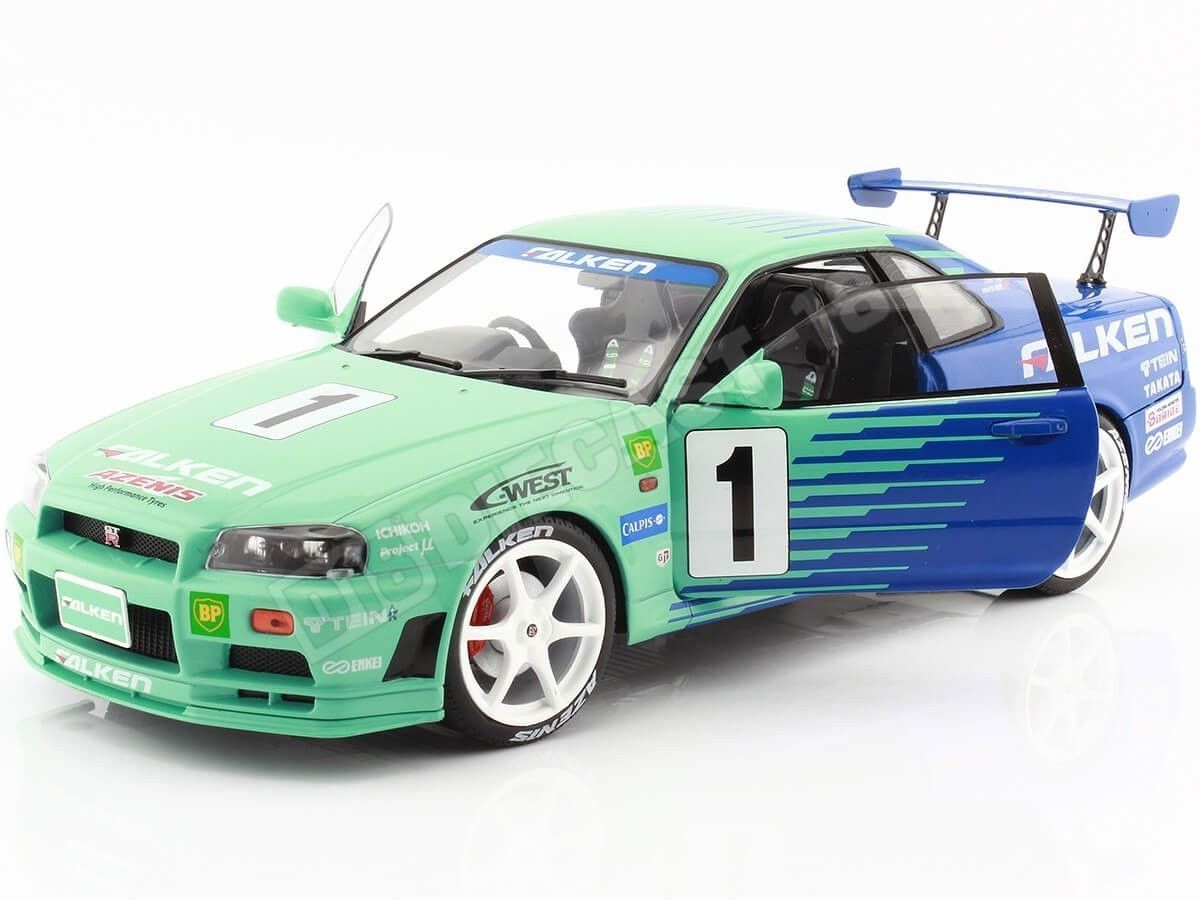 Miniature Solido NISSAN SKYLINE R34 GTR 1 1999 FALKEN DRIFT LIVERY