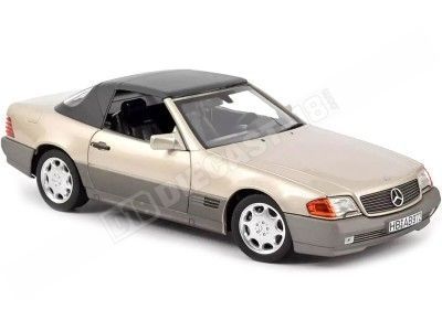 1989 Mercedes-Benz 500 SL Convertible Smoke Silver Metallic 1:18 Norev HQ 183719 2