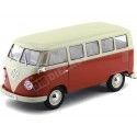 Cochesdemetal.es 1963 Volkswagen T1 Classical Microbus Rojo/Blanco 1:18 Welly 18054