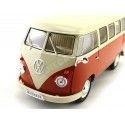 Cochesdemetal.es 1963 Volkswagen T1 Classical Microbus Rojo/Blanco 1:18 Welly 18054