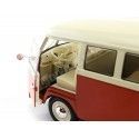 Cochesdemetal.es 1963 Volkswagen T1 Classical Microbus Rojo/Blanco 1:18 Welly 18054