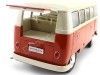 Cochesdemetal.es 1963 Volkswagen T1 Classical Microbus Rojo/Blanco 1:18 Welly 18054