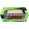 Cochesdemetal.es 1963 Volkswagen T1 Classical Microbus Rojo/Blanco 1:18 Welly 18054