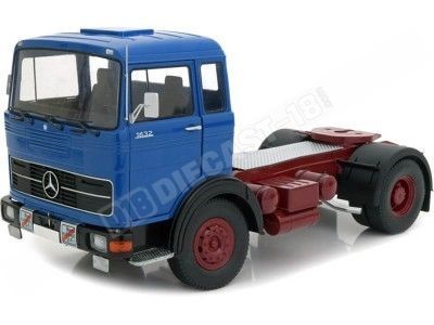 Cochesdemetal.es 1969 Camion Mercedes LPS 1632 DOS EJES BLUE-RED 1:18 ROAD Kings 180022