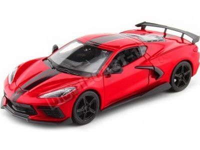 2020 Chevrolet Corvette Stingray Coupe High Wing Rojo/Negro 1:24 Ma...