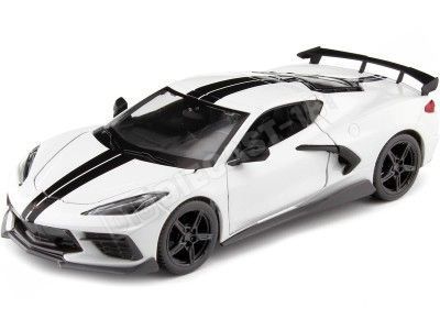 2020 Chevrolet Corvette Stingray Coupe High Wing Blanco/Negro 1:24 ...