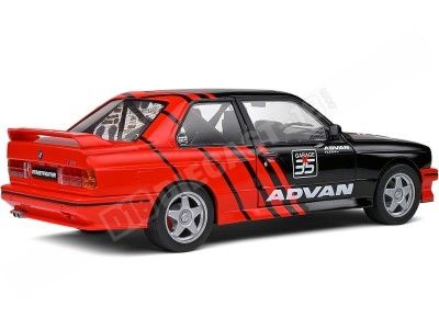 1990 BMW E30 M3 Drift Team "ADVAN" Negro/Rojo 1:18 Solido S1801521 2