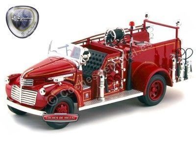 Cochesdemetal.es 1941 GMC Firetruck Camión de Bomberos Rojo 1:24 Lucky Diecast 20068