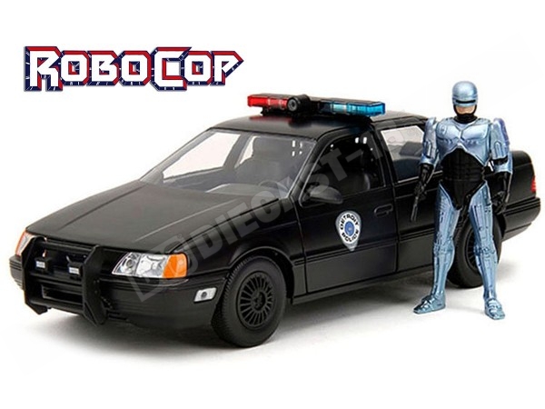 1986 Ford Tarus LX Policía de Detroit + Figura RoboCop Negro/Gris 1:24 Jada Toys 33743/253255060