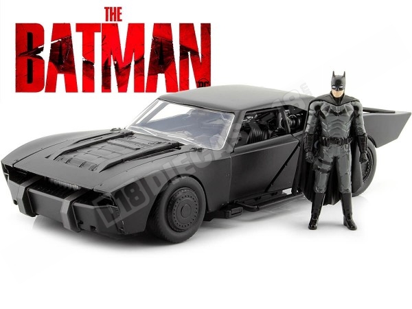 2022 Batmobile Con Figura de Batman "The Batman" Negro 1:24 Jada To...