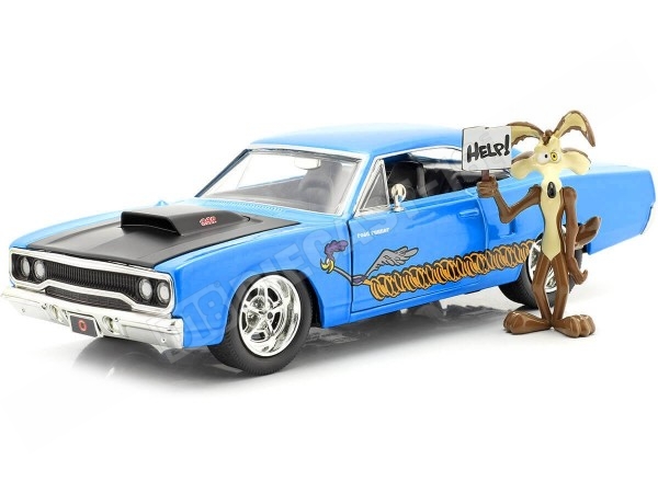 1970 Plymouth Road Runner + Wile E. Coyote "Looney Tunes" Azul/Negr...