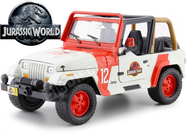 1992 Jeep Wrangler "Jurassic World" White/Red 1:24 Jada Toys 97806/...