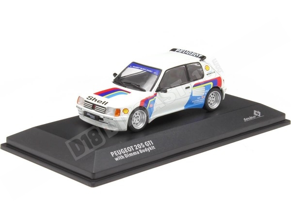 1991 Peugeot 205 GTI + Dimma Bodykit Blanco Decorado 1:43 Solido S4...