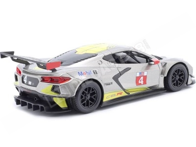 2020 Chevrolet Corvette C8.R 6.2L V8 Nº4 Presentation Car Plateado/Amarillo 1:24 Bburago 18-28024 2