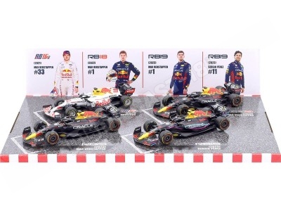 2021 2022 2023 Set 4 Red Bull Racing F1 Max Verstappen Campeón del Mundo / Sergio Pérez 1:43 Bburago 18-38092 2