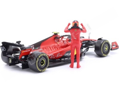 2023 Ferrari SF-23 Fórmula 1 Nº55 Carlos Sainz + Figura del Piloto 1:24 Bburago 26809 2