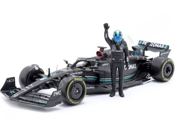 2023 Mercedes-AMG Petronas W14 Fórmula 1 Nº63 George Russell + Figura del Piloto 1:24 Bburago 28037