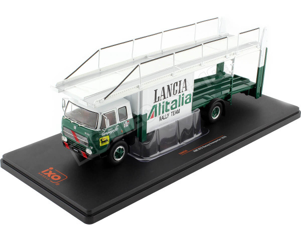 1976 Camión Portacoches Fiat 673 Racing Transporter Lancia Alitalia Team Verde/Blanco 1:43 IXO Models TRU038