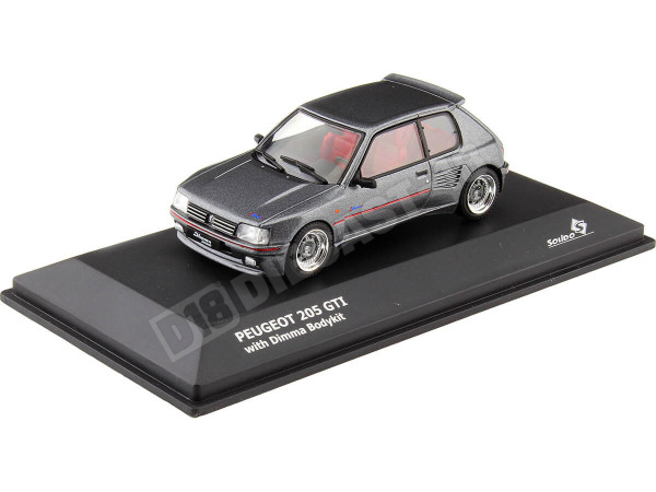 1991 Peugeot 205 GTI + Dimma Bodykit Gris Metalizado 1:43 Solido S4310804