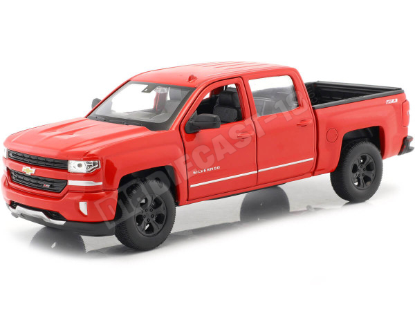 2017 Chevrolet Silverado Pickup Rojo 1:24 Welly 24083