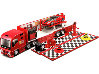 2014 Camión Ferrari Transportador Equipo Ferrari + Ferrari FXX-K y Accesorios 1:43 Bburago 18-31202 2