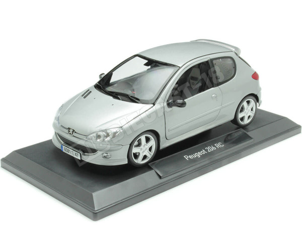 2003 Peugeot 206 RC Plateado Aluminio 1:18 Norev 184726