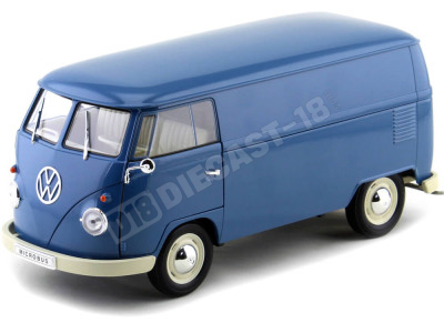 1963 Volkswagen T1 Microbus Panel Van Azul 1:18 Welly 18053