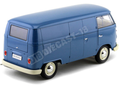 1963 Volkswagen T1 Microbus Panel Van Azul 1:18 Welly 18053 2