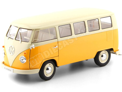 1963 Volkswagen T1 Classical Microbus Amarillo-Beige 1:18 Welly 18054