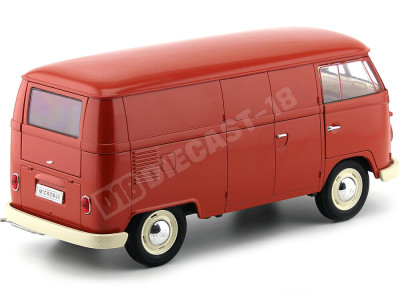 1963 Volkswagen T1 Microbus Panel Van Rojo 1:18 Welly 18053 2