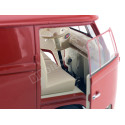 1963 Volkswagen T1 Microbus Panel Van Rojo 1:18 Welly 18053