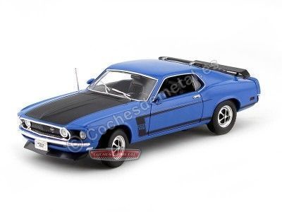 Cochesdemetal.es 1969 Ford Mustang Boss 302 Azul/Negro 1:18 Welly 12516