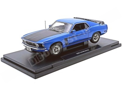Mustang Boss 302 1969 Azul y Negro – Coche en Miniatura a Escala 1:18