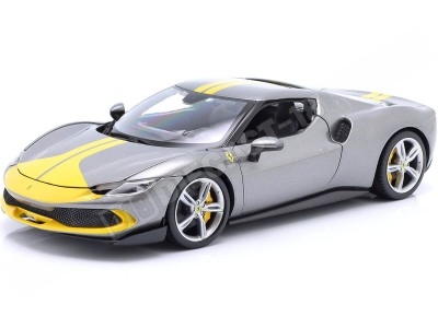 2022 Ferrari 296 GTB Assetto Fiorano Gris/Amarillo 1:18 Bburago 16017