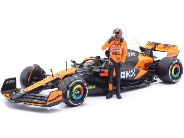 Réplica McLaren MCL38 Miami GP y figura Lando Norris F1 - 1:24 Bburago