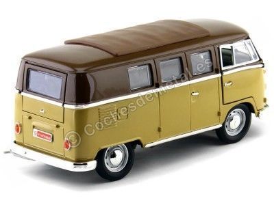 Cochesdemetal.es 1962 Volkswagen Microbus Combi Type 2 T1 Marron-Gold 1:18 Lucky Diecast 92328 2