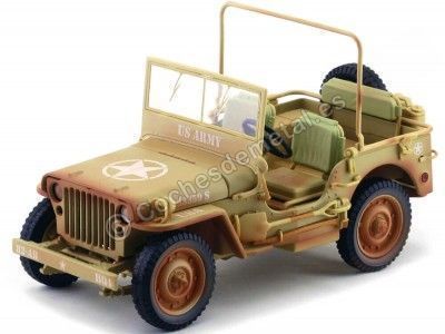 Cochesdemetal.es 1943 Jeep Willys Casablanca Arena del Desierto Sucio 1:18 Triple-9 1800140A