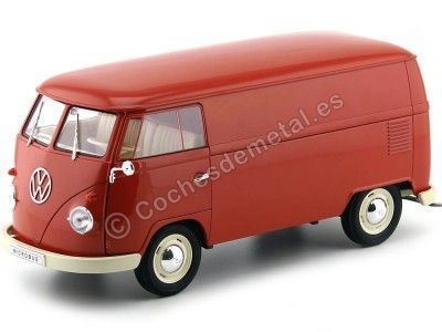 Cochesdemetal.es 1963 Volkswagen T1 Microbus Panel Van Rojo 1:18 Welly 18053