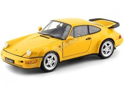 Cochesdemetal.es 1988 Porsche 911 (964) Turbo Coupe Amarillo 1:18 Welly 18026