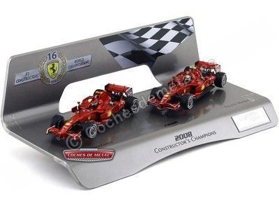 Cochesdemetal.es 2008 Set Ferrari F1 Team "Mundial de constructores" 1:43 Hot Wheels L8784