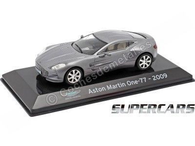 Cochesdemetal.es 2009 Aston Martin One-77 "SuperCars" Gris Plata 1:43 Editorial Salvat SC14