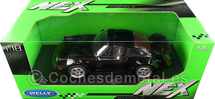 1988 Porsche 911 (964) Turbo Coupe Negro 1:18 Welly 18026